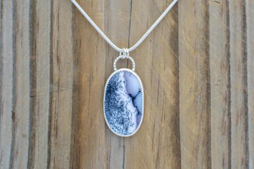Dendritic agate on sterling silver
