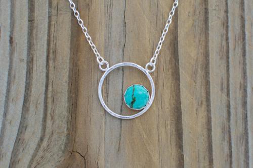 Turquoise on sterling silver circle