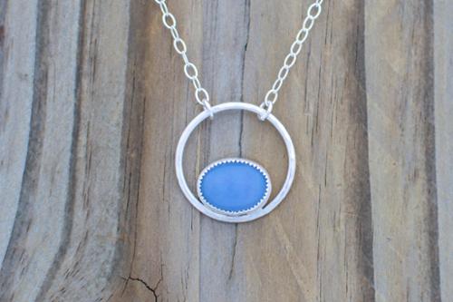 Chalcedony on sterling silver circle