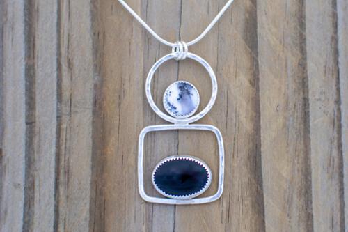 Dendritic agate and onyx on sterling silver