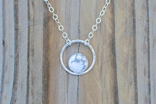 Howlite on sterling silver circle