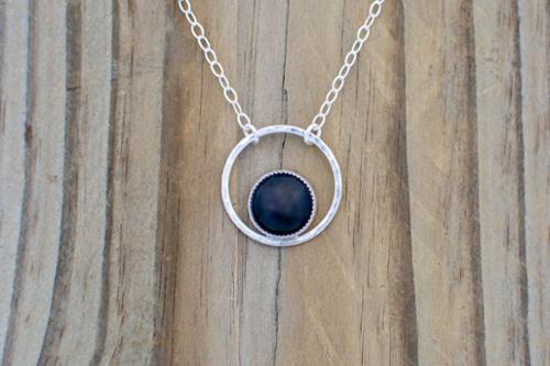 Onyx on sterling silver circle