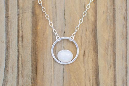 Moonstone oval on sterling silver circle