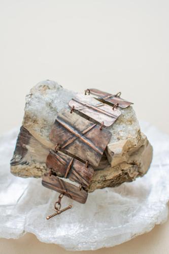 Hand fold formed copper bracelet